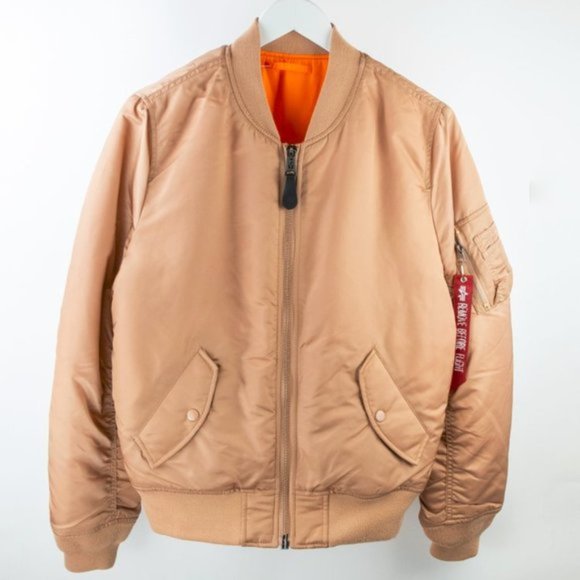 Alpha Industries Rose Gold Reversible MA-1 Bomber Flight Jacket - Picture 2 of 8